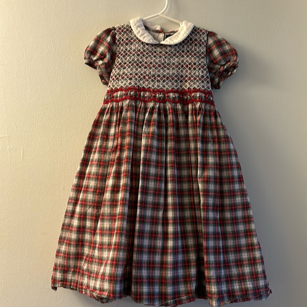 Ralph Lauren Plaid Holiday Red & GreenChristmas Smocked dress size 5